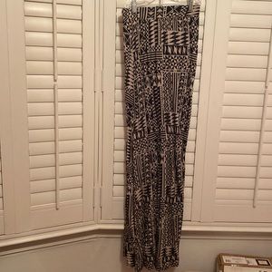 Black and off white long straight skirt